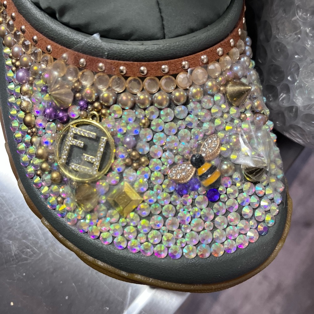 Fendi Crystal Embellished Flats with Bee Detail